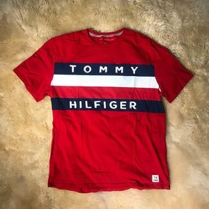 tommy hilfiger red white and blue t shirt